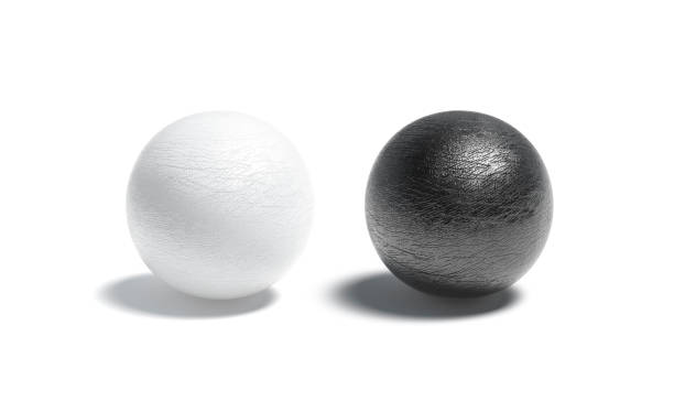istock Blank leather black and white ball mockup set 1257263875