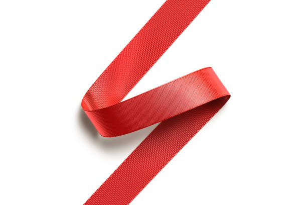 blank red curl silk ribbon mock up, isolated - sash imagens e fotografias de stock