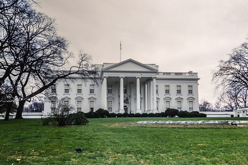 View of the White House in the nation's capital, Washington DC in spring