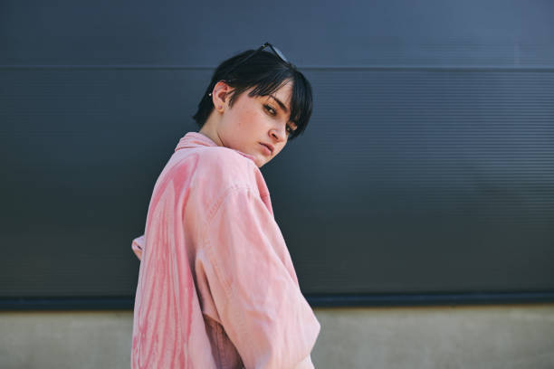Portrait of a cute hipster looking modern female with cool attitude.