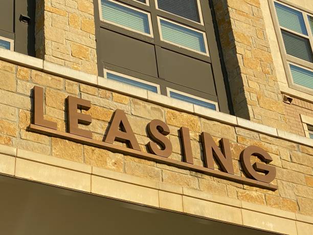 istock Leasing sign on modern building 1257271919