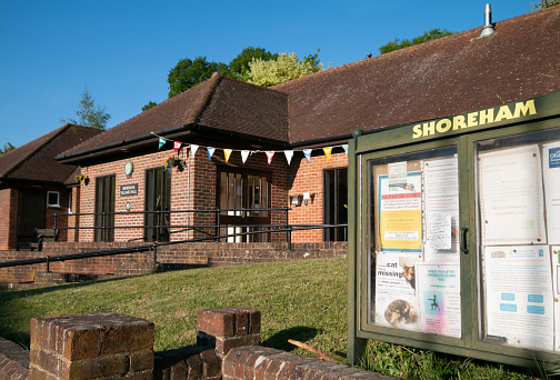 Shoreham Village Hall in Kent, England. It was built in 1924 and the land and hall were given to the village by Lord Mildmay.
