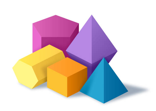ilustrações de stock, clip art, desenhos animados e ícones de group of 3d objects - hexagon three dimensional shape diagram abstract
