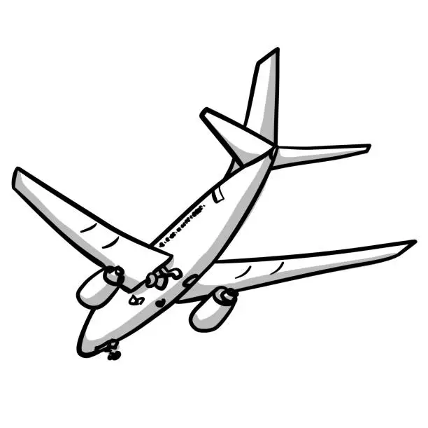 Vector illustration of Airplane Low Angle Shot