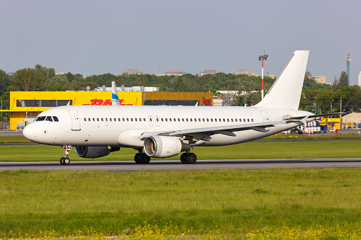 Warsaw, Poland - May 26, 2019: Avion Express Malta Airbus A320 airplane at Warsaw airport WAW in Poland. Airbus is a European aircraft manufacturer based in Toulouse, France.
