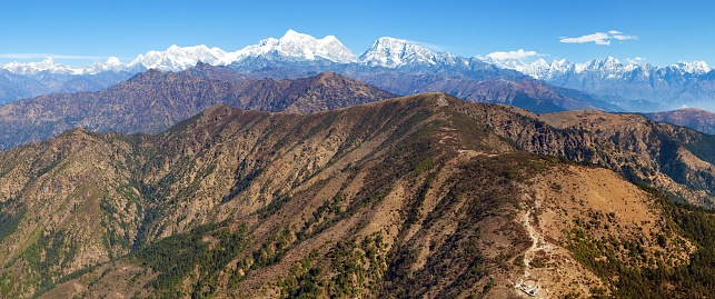 Panoramic view of himalayas range from Pikey peak - trek from Jiri Bazar to Everest base camp - Nepal