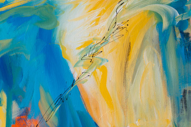 istock Fine Art Abstract Painting Background with Brush Strokes 1257309764