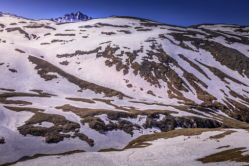Snowcapped alpine landscape in Vanoise, near Bonneval-sur-Arc – French alps