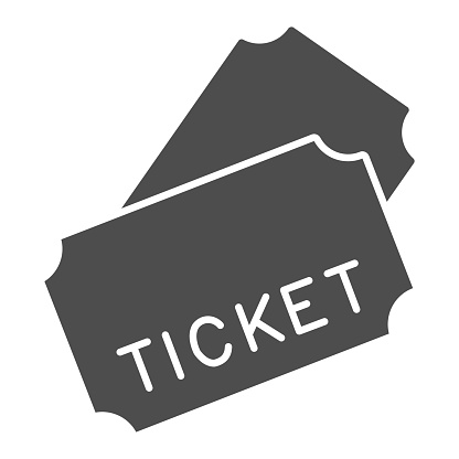 Tickets solid icon, Public transport concept, transport ticket sign on white background, two tickets icon in glyph style for mobile concept and web design. Vector graphics