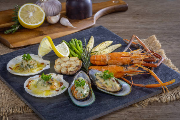 istock BBQ seafood and vegetables on the chopping board 1257324847