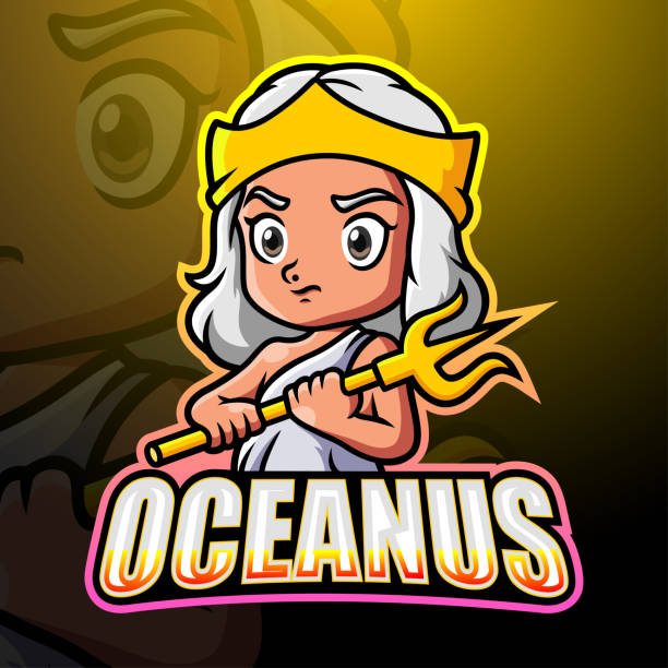 ilustrações de stock, clip art, desenhos animados e ícones de oceanus mascot esport illustration - trisula