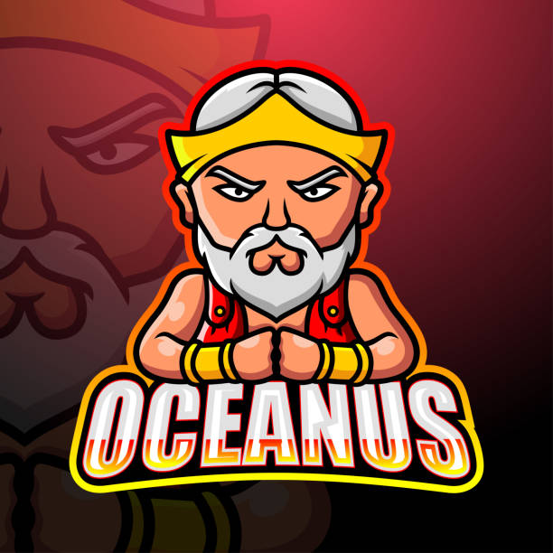 ilustrações de stock, clip art, desenhos animados e ícones de oceanus mascot esport illustration - trisula
