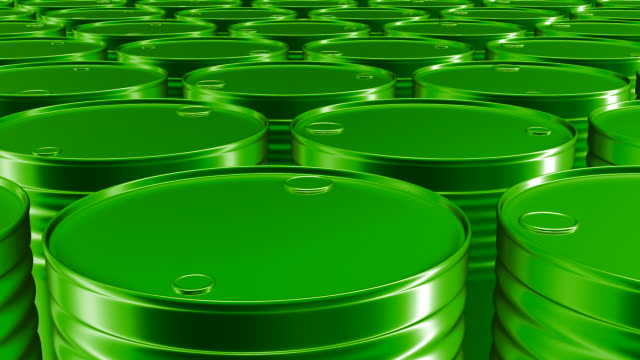 Looping animation of the green oil barrels