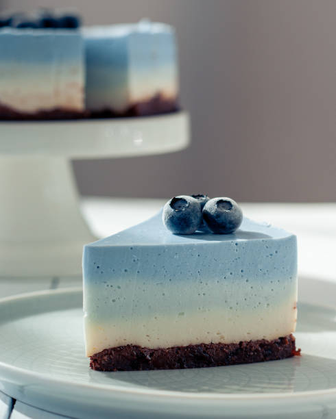 A peace of beautiful Ombre Blue cheesecake