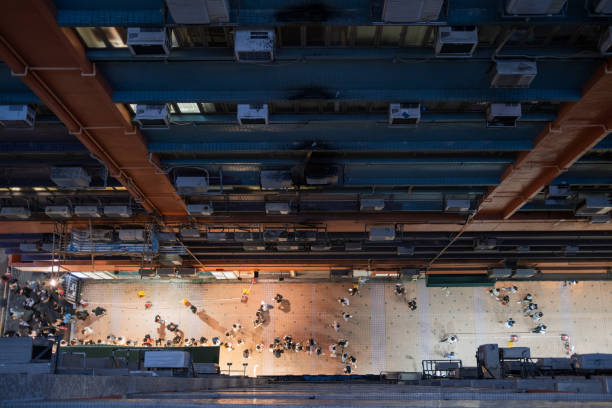 istock Busy path in industry building, view from rooftop, Hong Kong 1257330890