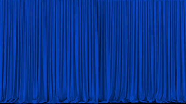 3D animation of the stage blue curtain