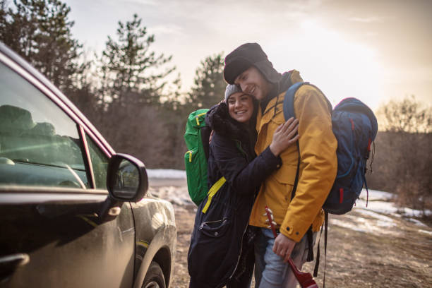 istock Hiking couple in nature 1257335348