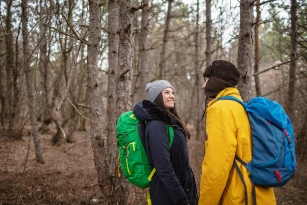 istock Two backpacker hiking in nature 1257337153