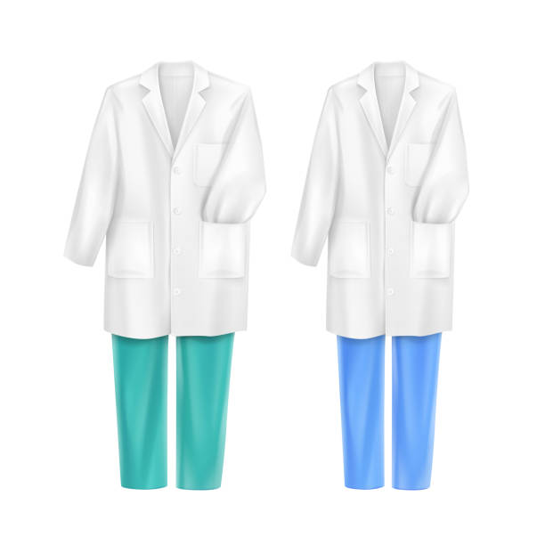 istock Set of Medical Uniform Clothes on Background 1257338847