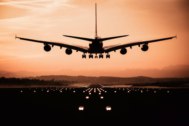 착륙 비행기 - aircraft landing 뉴스 사진 이미지