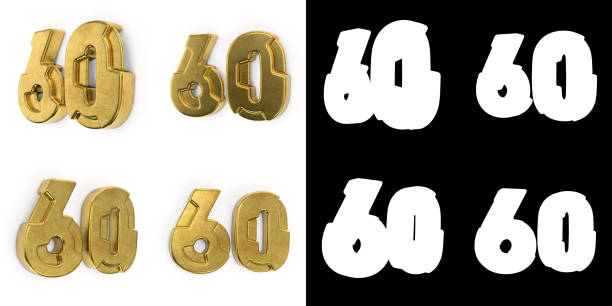istock Set of golden number sixty years celebration 1257343278
