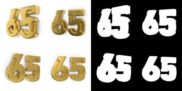 istock Set of golden number sixty-five years celebration 1257343291