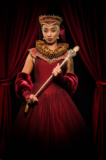 istock Historical mixed race Queen character on the throne 1257344097
