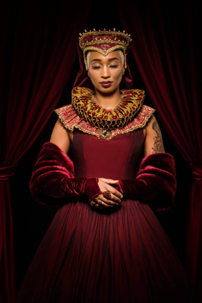 istock Historical mixed race Queen character on the throne 1257344156