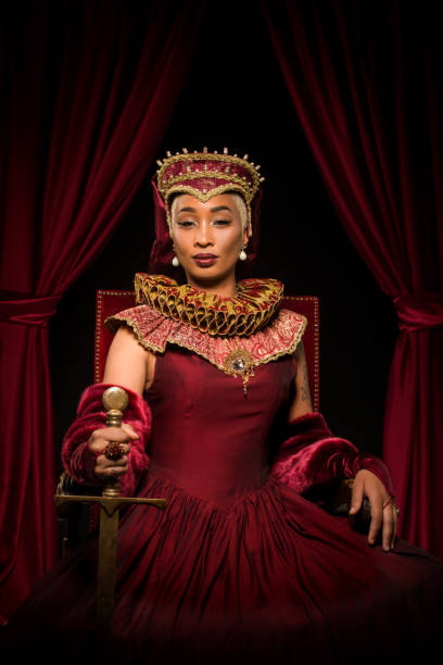 istock Historical mixed race Queen character on the throne 1257344426