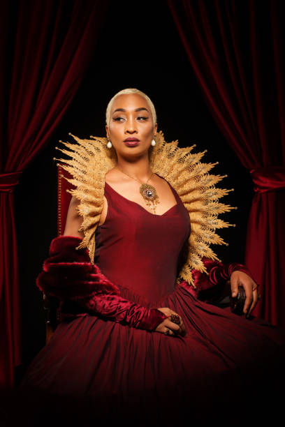istock Historical mixed race Queen character on the throne 1257344432