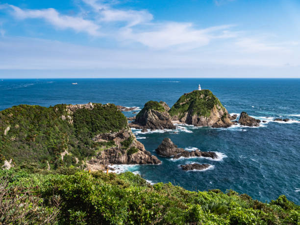 parco dell'osservatorio di cape sata nella città di minamiosumi, prefettura di kagoshima, giappone. - horizon observatory foto e immagini stock