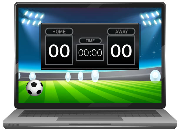 istock Football match score news on laptop screen isolated 1257345556