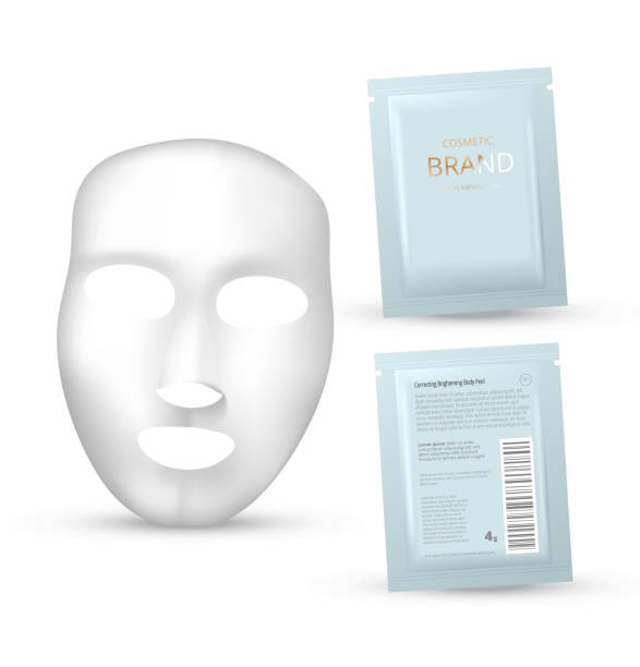 istock Plastic packaging with sheet mask. Blank foil or plastic sachet for food or medicines. Design template for cosmetic concept. 1257349521
