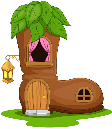 Vector illustration of Cartoon Fairy house in the shape of a boots