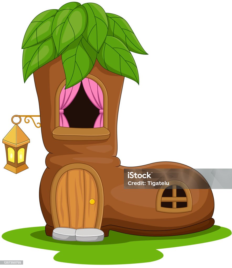 Cartoon Fairy House In The Shape Of A Boots Stock Illustration - Download  Image Now - House, Shoe, Awe - iStock