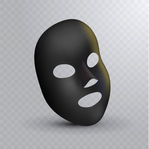 czarna maska do twarzy na przezroczystym bakcground. pakiet kosmetyków. konstrukcja pakietu vector do maski do twarzy do twojego projektu - bakcground stock illustrations