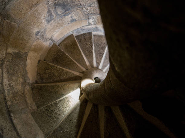 istock Perfect spiral formed by a stone staircase 1257350957