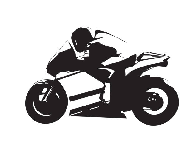 Motorcycle vector illustration, abstract isolated road motorbike silhouette, side view Motorcycle vector illustration, abstract isolated road motorbike silhouette, side view motorbike racing stock illustrations