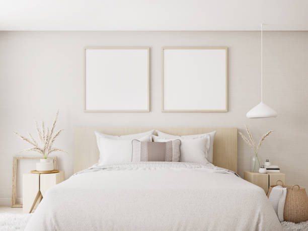 istock White bedroom interior.Earth tones design.3d rendering 1257352394