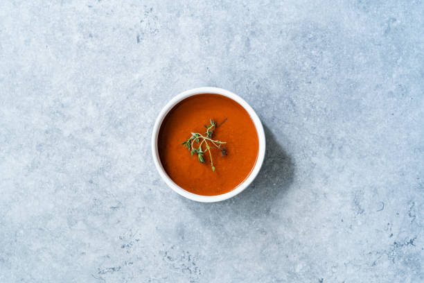 istock Spanish Spicy Cold Gazpacho Soup Puree / Gaspachio or Gaspacho with Rosemary. 1257356080