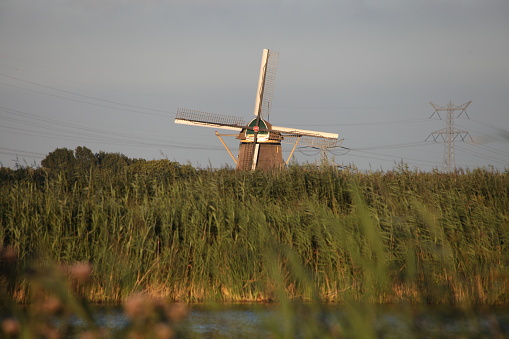 Low angle view of Finchingfield windmill. Finchingfield is a quaint village in Essex and is a popular day trip travel destination due to its well preserved traditional British charm and architecture.