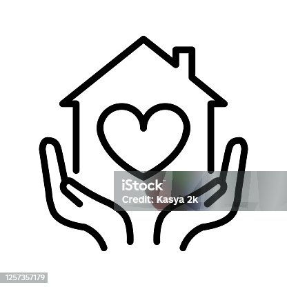 istock Real Estate vector icon. Choosing, searching, buying a house 1257357179