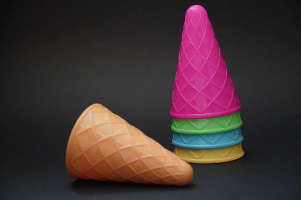 Colorful ice cream cone summer edition black background