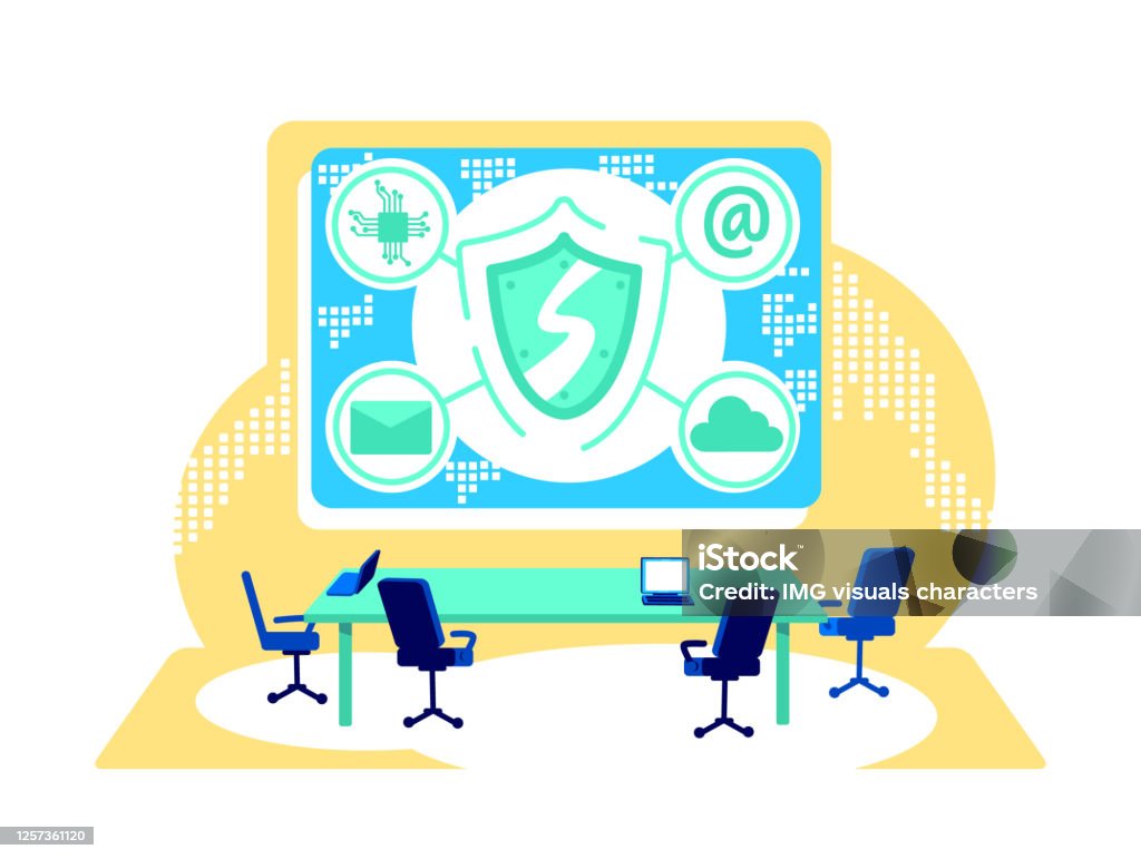 Cyber Control Library Cyber Control Flat Concept Vector Illustration Stock Illustration ...