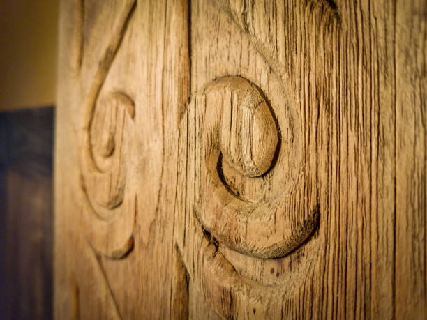 istock Carved wooden panel detail 1257362212
