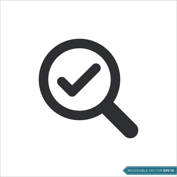 Vector illustration of Magnifying Glass Check Mark Icon Vector Template Illustration Design