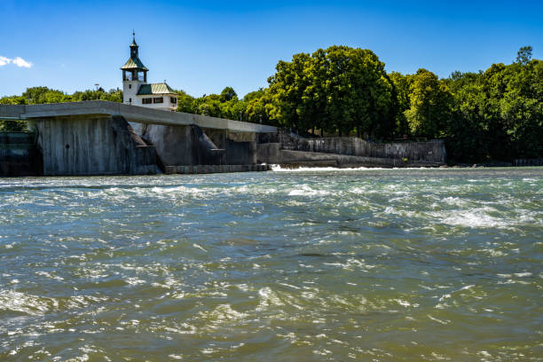 The Hochablass weir at the river Lech in Augsburg (Bavaria, Germany)