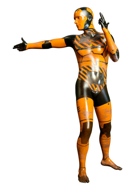 istock 3D illustration male robot on white 1257366550