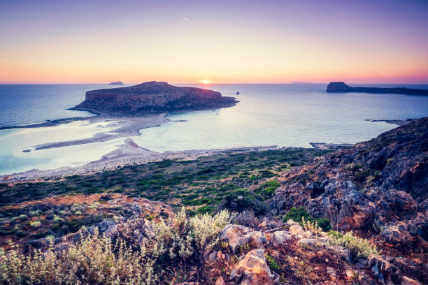 istock Sunset over Balos beach in Crete, Greece. 1257367661