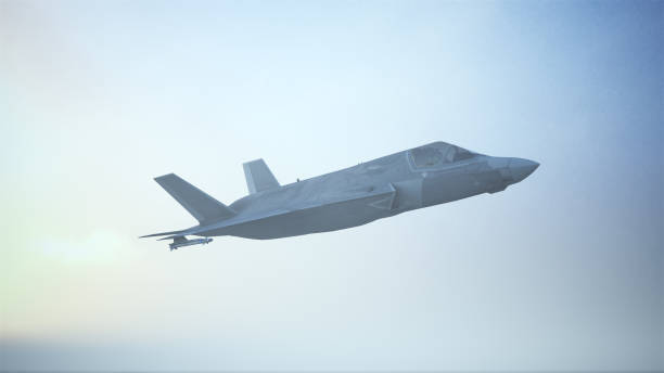istock Strike Fighter Jet Aircraft Flying Low Sunrise Sunset 1257368166
